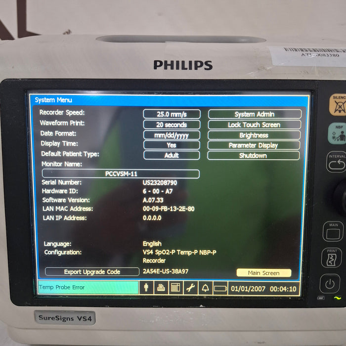 Philips SureSigns VS4 Vital Signs Monitor