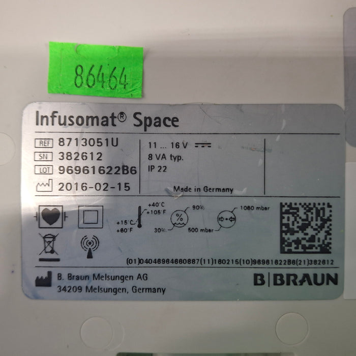 B. Braun B. Braun Infusomat Space w/Pole Clamp & AC Adapter Infusion Pump Infusion Pump reLink Medical