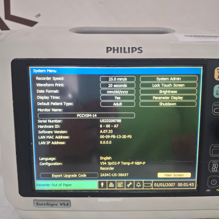 Philips SureSigns VS4 Vital Signs Monitor