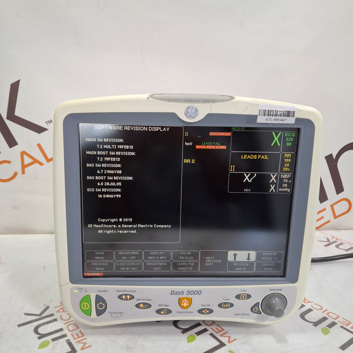 GE Healthcare Dash 5000 - Masimo SpO2 Patient Monitor