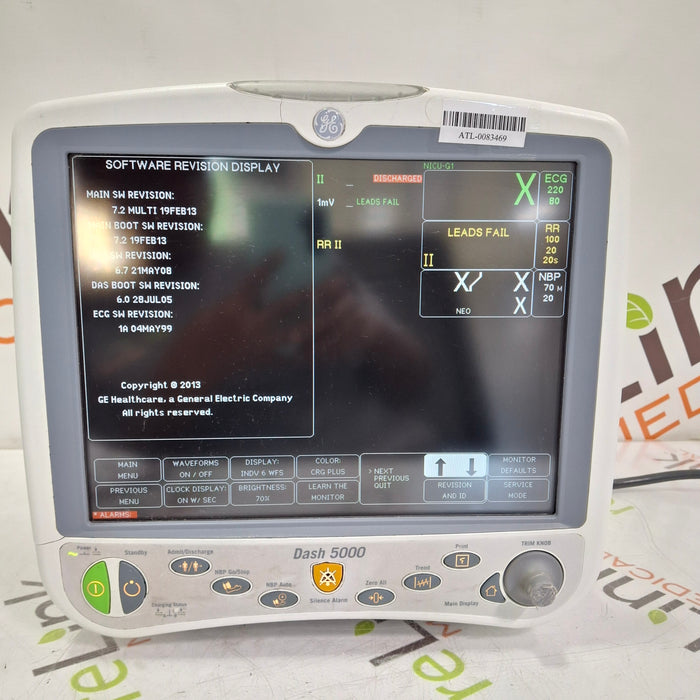 GE Healthcare Dash 5000 - Masimo SpO2 Patient Monitor