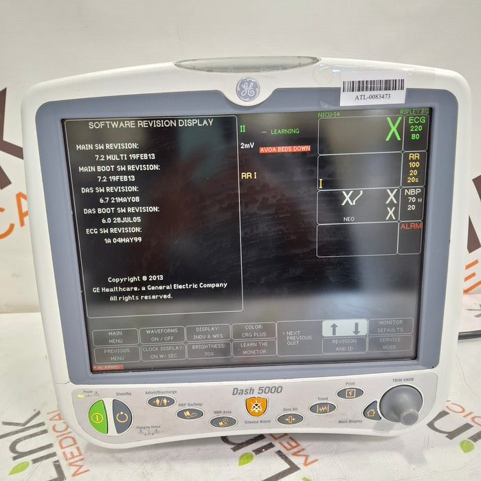 GE Healthcare Dash 5000 - Masimo SpO2 Patient Monitor