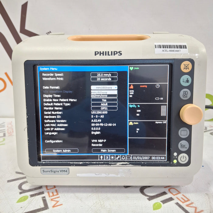 Philips SureSigns VM4 Vital Signs Monitor