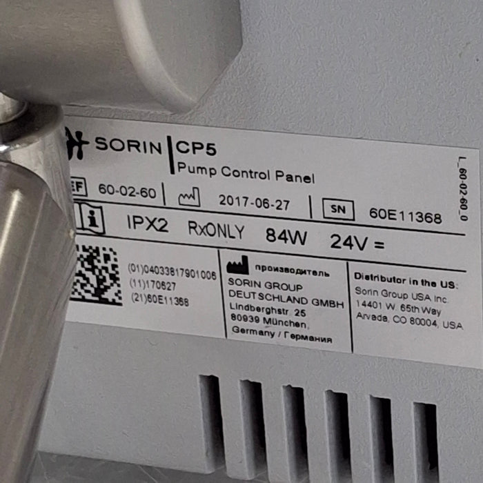 Sorin Group USA, Inc. CP5 Pump Control Panel