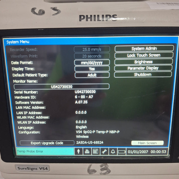 Philips SureSigns VS4 Vital Signs Monitor