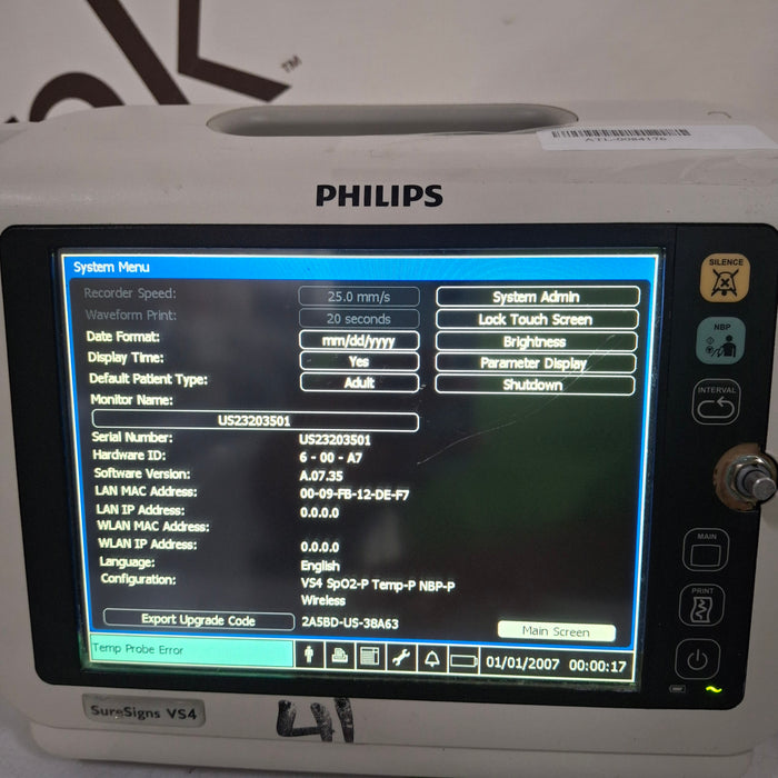 Philips SureSigns VS4 Vital Signs Monitor