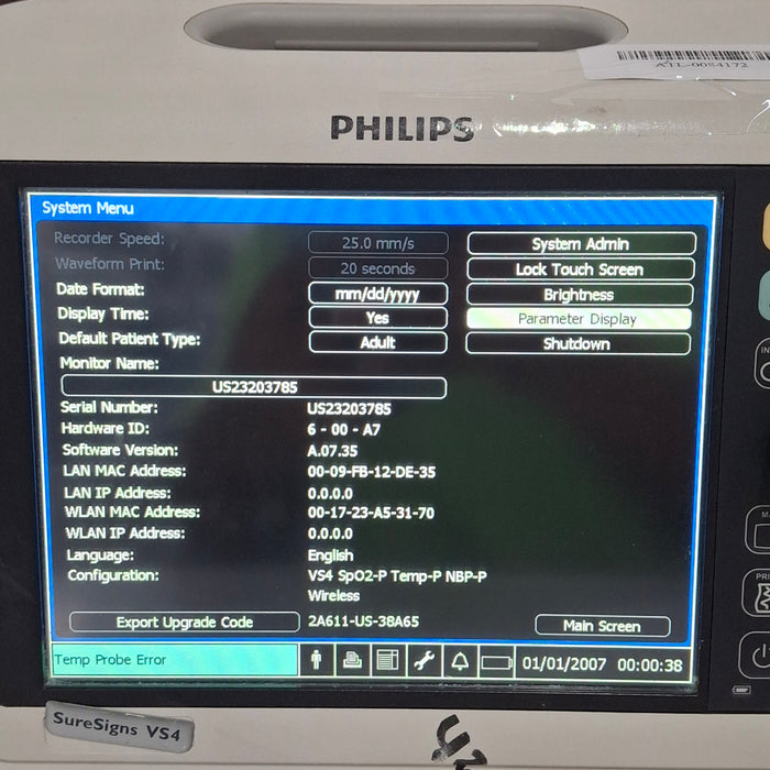 Philips SureSigns VS4 Vital Signs Monitor