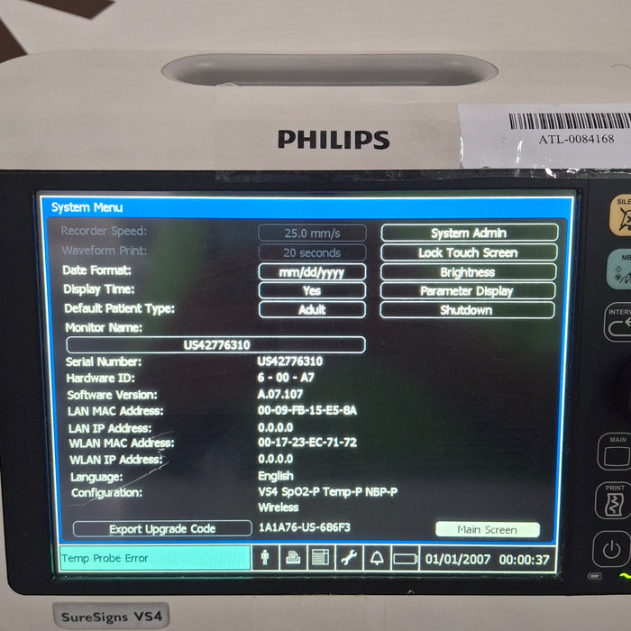 Philips SureSigns VS4 Vital Signs Monitor