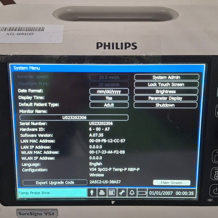 Philips SureSigns VS4 Vital Signs Monitor