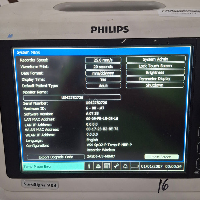 Philips SureSigns VS4 Vital Signs Monitor