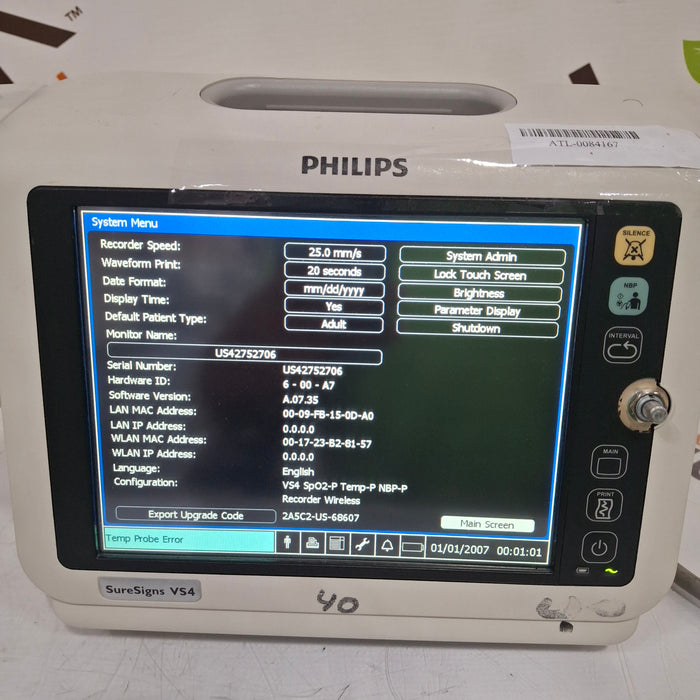 Philips SureSigns VS4 Vital Signs Monitor