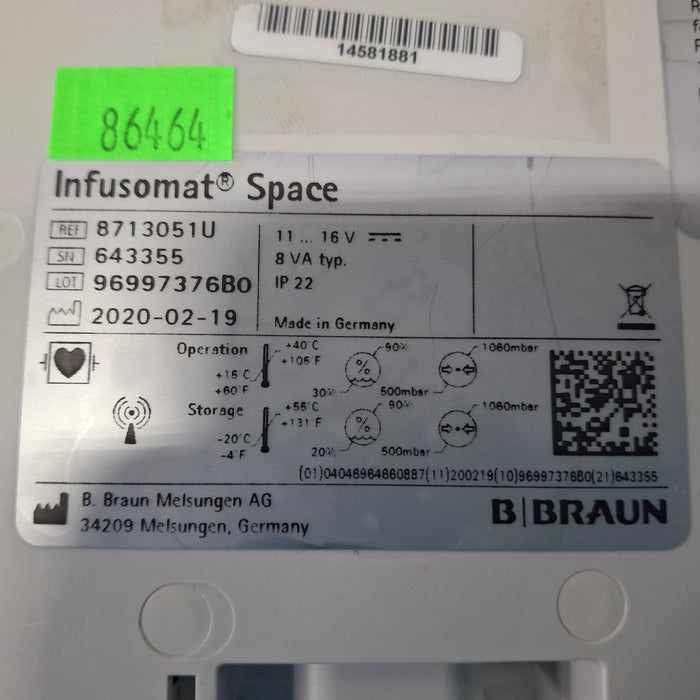 B. Braun B. Braun Infusomat Space w/Pole Clamp & AC Adapter Infusion Pump Infusion Pump reLink Medical