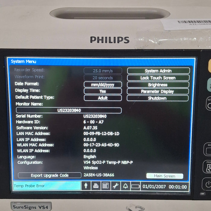 Philips SureSigns VS4 Vital Signs Monitor