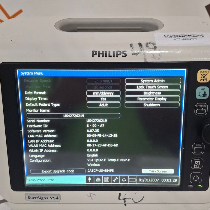 Philips SureSigns VS4 Vital Signs Monitor