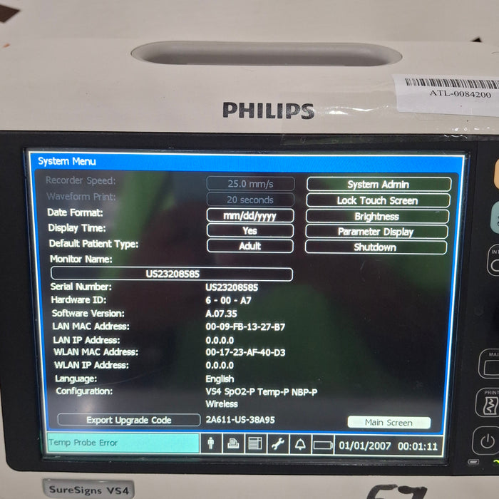 Philips SureSigns VS4 Vital Signs Monitor