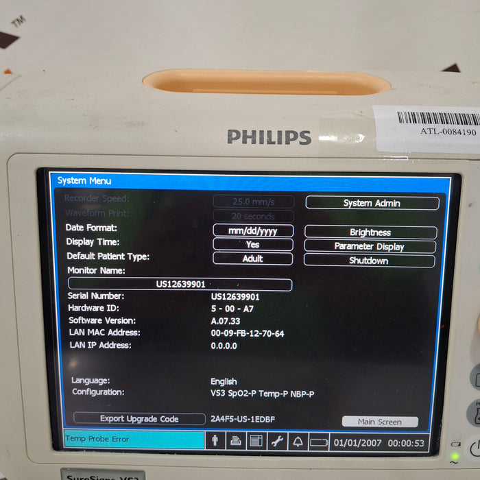 Philips Suresigns VS3 Vital Signs Monitor