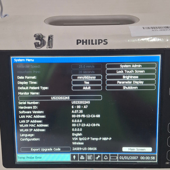 Philips SureSigns VS4 Vital Signs Monitor