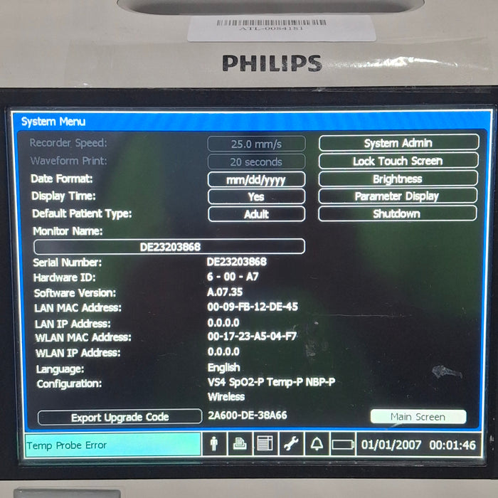 Philips SureSigns VS4 Vital Signs Monitor