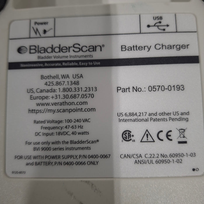 Verathon Medical, Inc BladderScan 0570-0193 Battery Charger