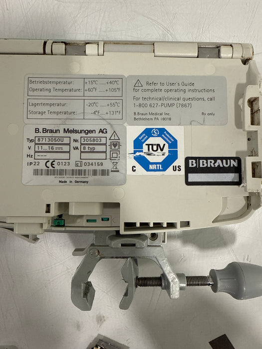 B. Braun Infusomat Space w/Pole Clamp & AC Adapter Infusion Pump