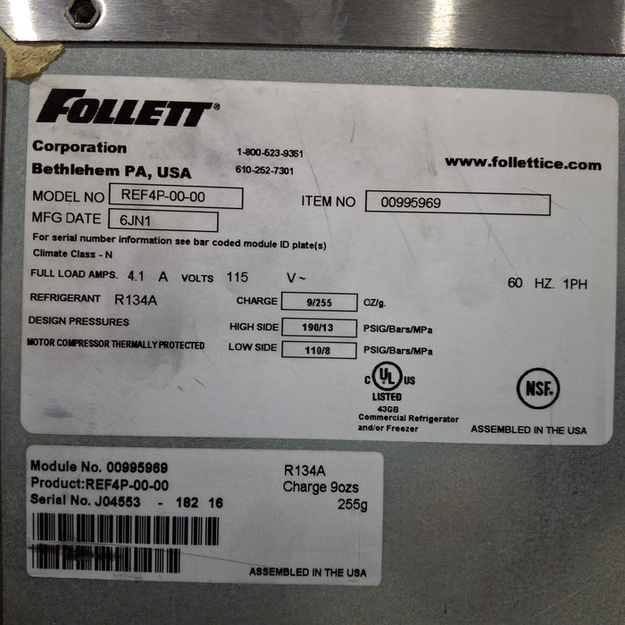 Follett Corp REF4P Undercounter Refrigerator