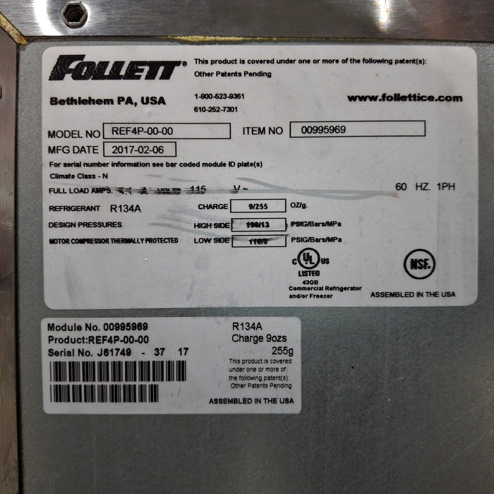 Follett Corp REF4P Undercounter Refrigerator