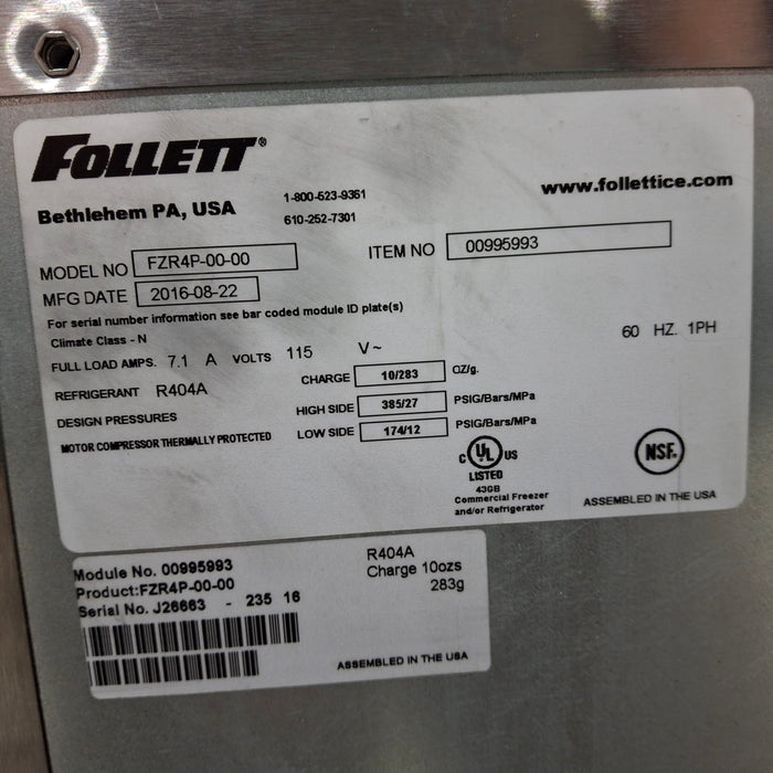 Follett Corp FZR4P Medical Grade Under Counter Freezer