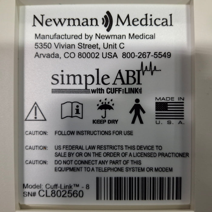 Newman Medical Simple ABI w/ Cuff-Link 8 Vascular System Doppler