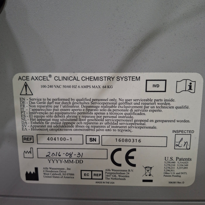 Alfa Wassermann ACE Axcel Clinical Chemistry System