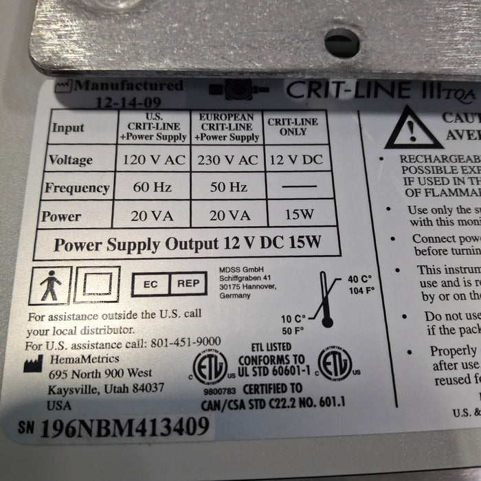 Fresenius Crit-Line III Monitor