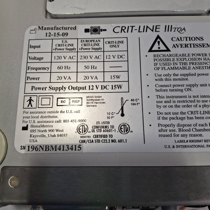 Fresenius Crit-Line III Monitor