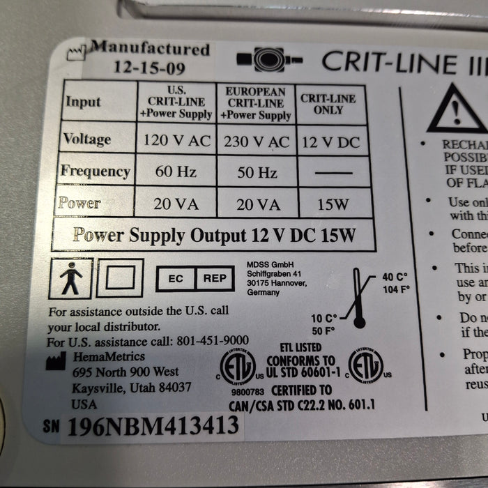 Fresenius Crit-Line III Monitor