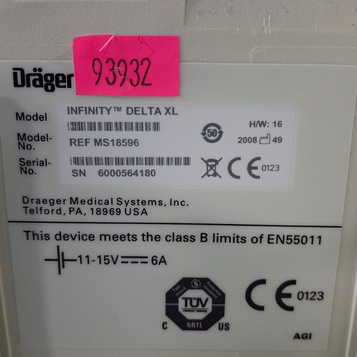 Draeger Medical Infinity Delta XL Patient Monitor