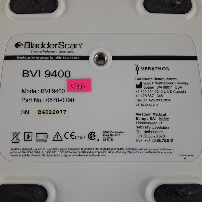 Verathon Medical, Inc BVI 9400 Bladderscan