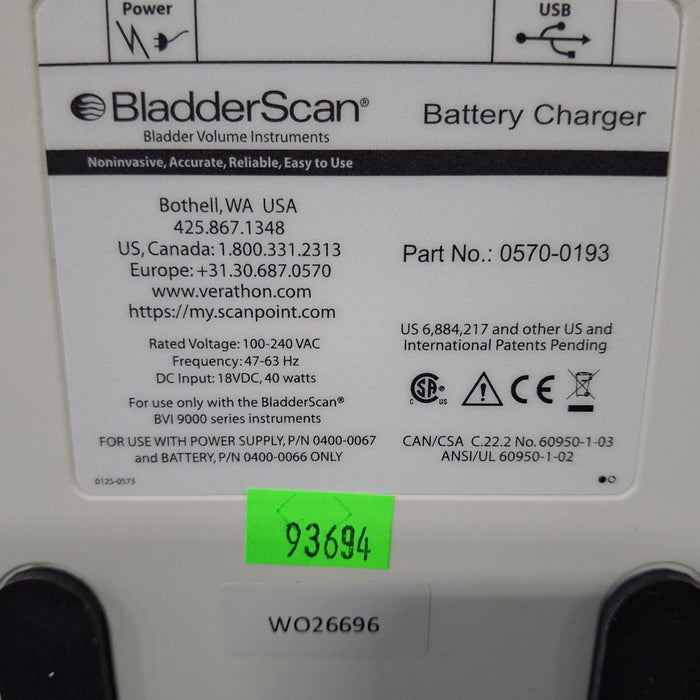 Verathon Medical, Inc BladderScan 0570-0193 Battery Charger