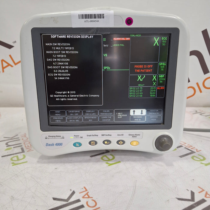 GE Healthcare Dash 4000 - Masimo SpO2 Patient Monitor