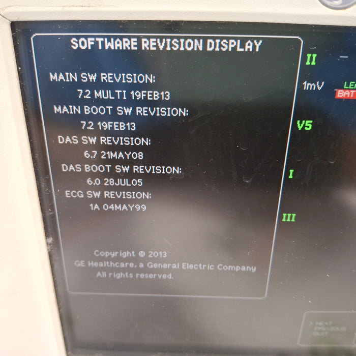 GE Healthcare Dash 3000 - GE/Nellcor SpO2 Patient Monitor