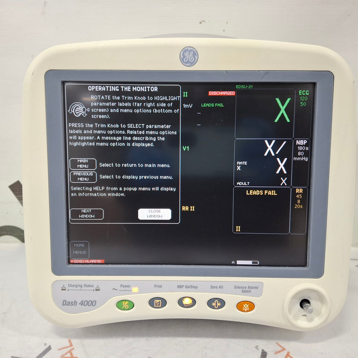 GE Healthcare Dash 4000 - GE/Nellcor SpO2 Patient Monitor