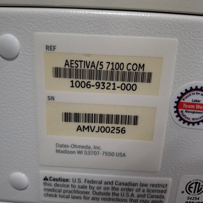 Datex-Ohmeda Aestiva 5 w/7100 Vent Anesthesia Machine