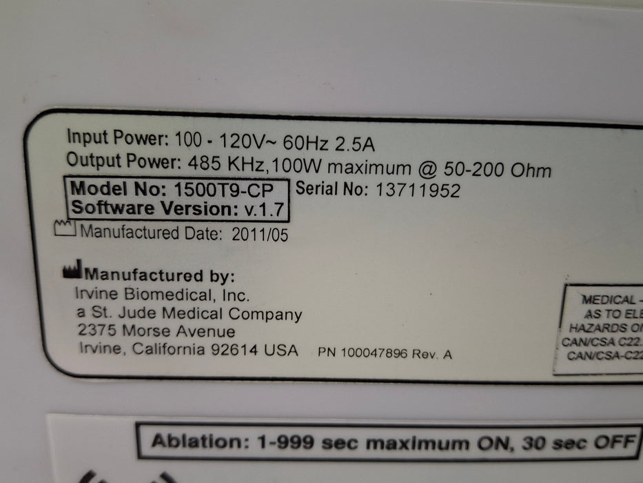 St. Jude Medical, Inc. 1500T9-CP Cardiac Ablation Generator