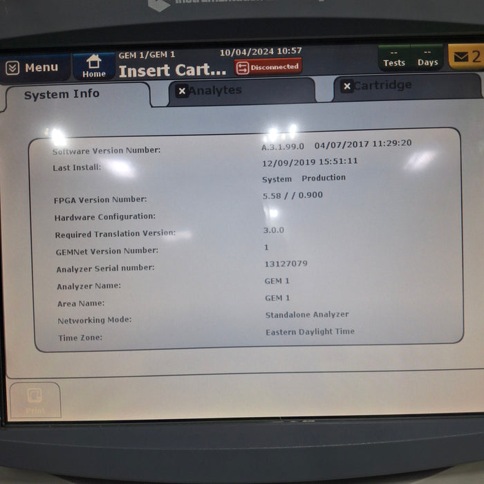 Instrumentation Laboratory Company Gem Premier 4000 Blood Gas Analyzer