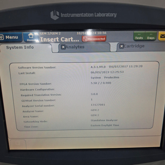 Instrumentation Laboratory Company Gem Premier 4000 Blood Gas Analyzer