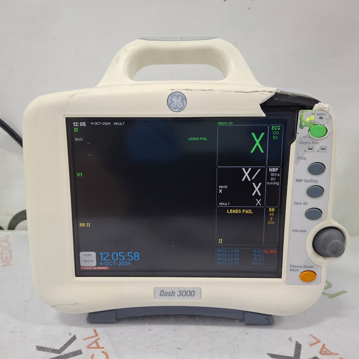 GE Healthcare Dash 3000 - GE/Nellcor SpO2 Patient Monitor