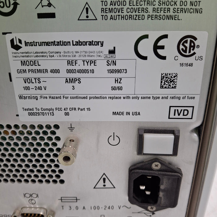 Instrumentation Laboratory Company Instrumentation Laboratory Company Gem Premier 4000 Blood Gas Analyzer Clinical Lab reLink Medical