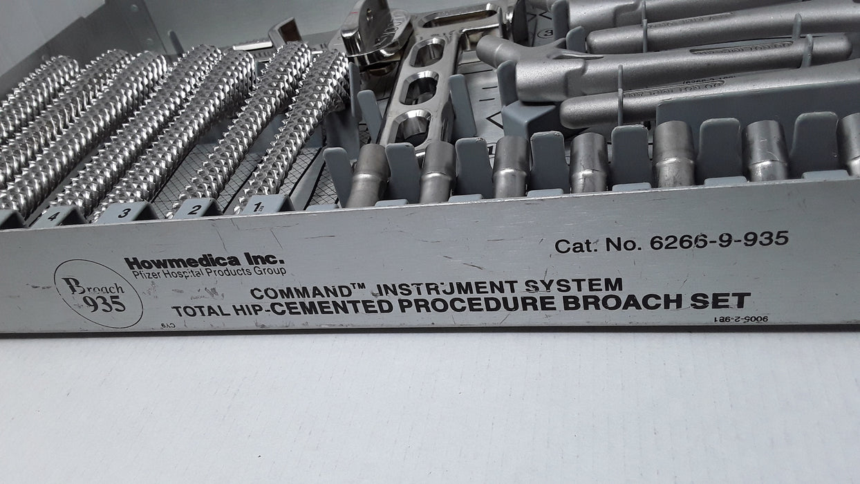 Howmedica 6266-9-935 Command Total Hip Cemented Procedure Broach Set