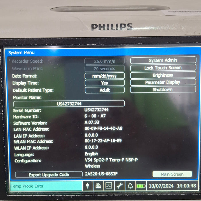 Philips SureSigns VS4 Vital Signs Monitor