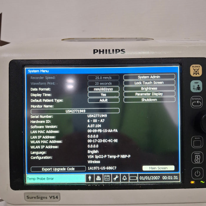 Philips SureSigns VS4 Vital Signs Monitor