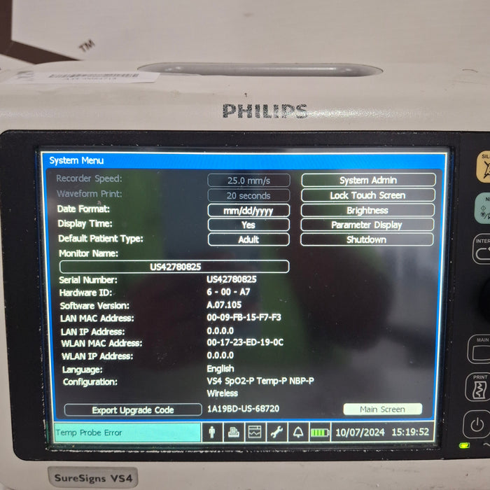 Philips SureSigns VS4 Vital Signs Monitor