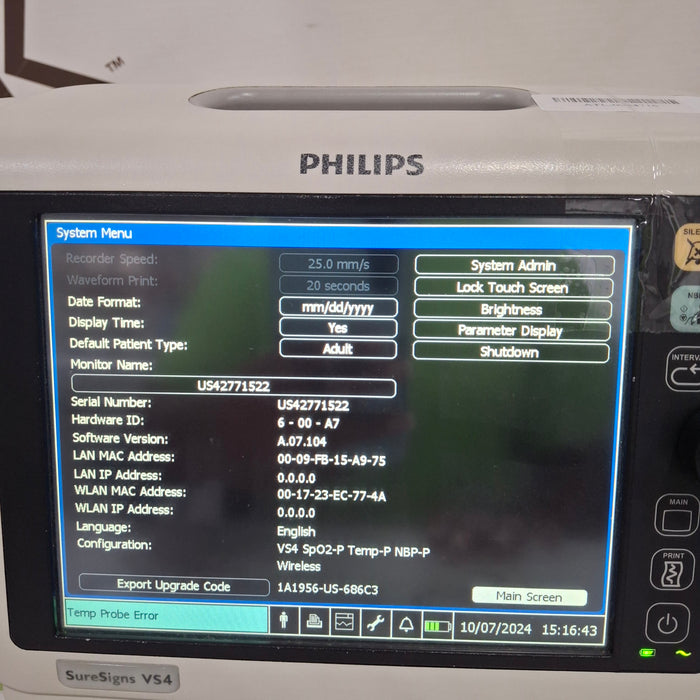 Philips SureSigns VS4 Vital Signs Monitor