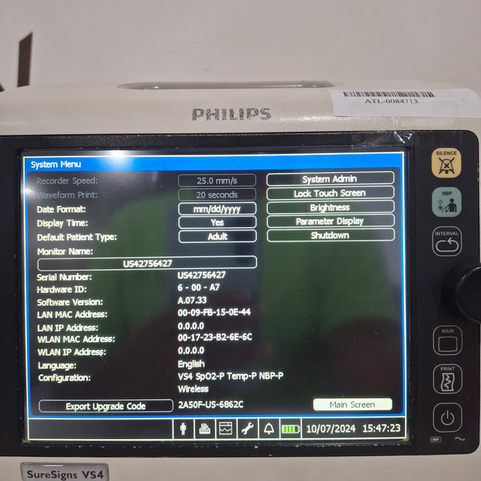 Philips SureSigns VS4 Vital Signs Monitor